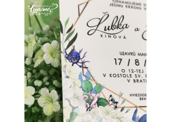 svadobne oznamenie kvetinove 3d tlac luxusne biely papier J20246 a